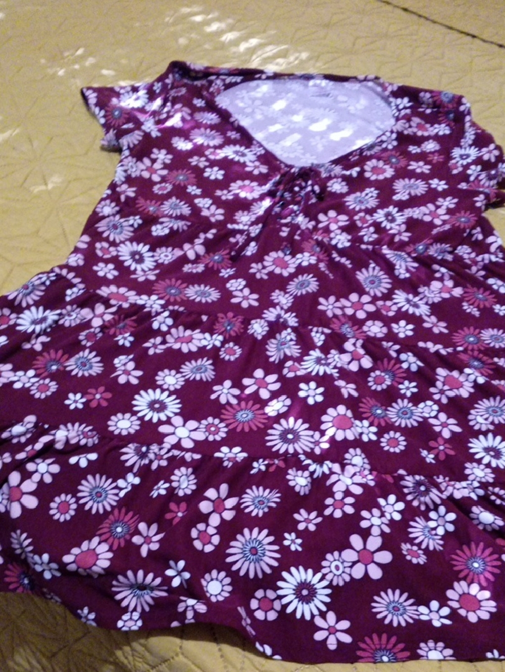Xhilaration Burgundy Floral V-Neck Dress